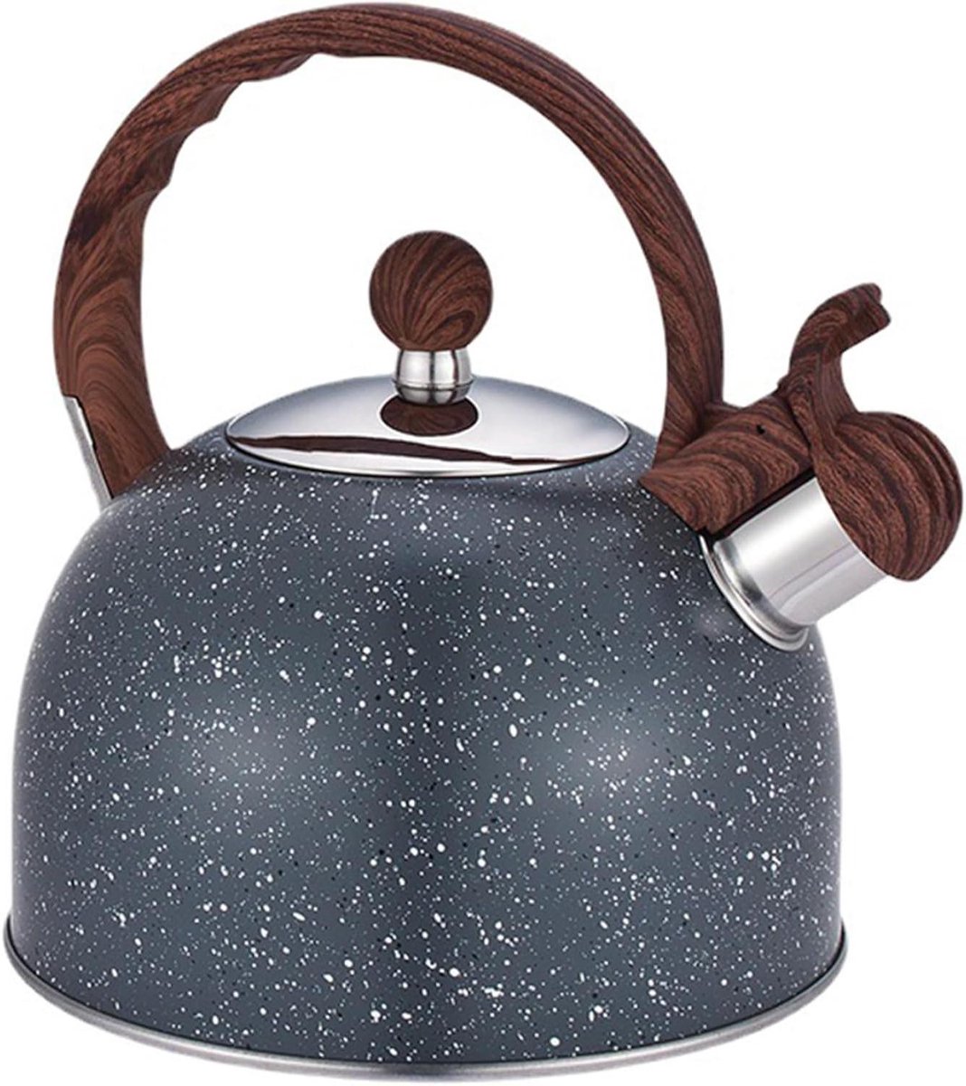 Waterkoker met Fluitje - Theepot RVS - Koffie en Thee - Geïsoleerde Handgreep - 2.5 Liter - Grijs