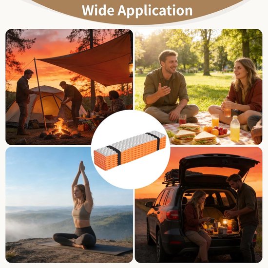 Opvouwbare Camping Pad - Lichtgewicht Slaapmat - Buiten Kamperen - Aluminium Isolatie Laag - 565 cm Breed - Oranje — afbeelding 4