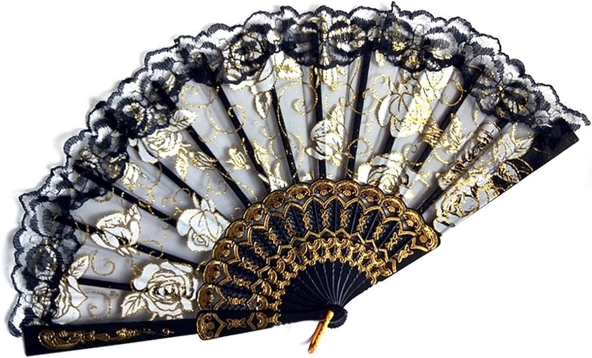 Opvouwbare Ventilator - Bloemenprint Fan - Feestelijke Decoratie - Chinese Stijl - 42 cm Diameter - Roze