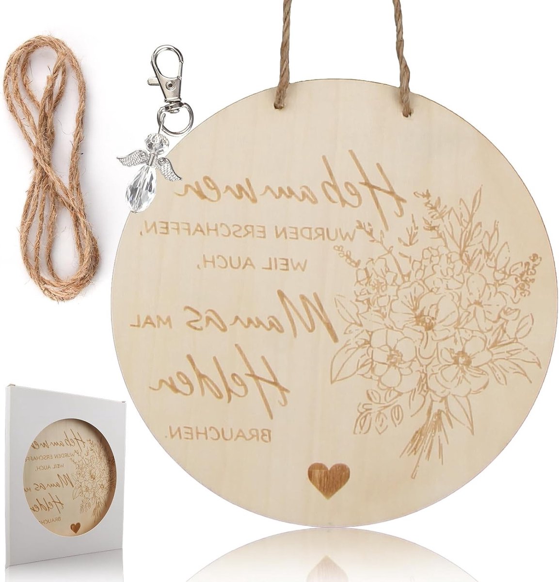Dankbetuiging voor vroedvrouwen - Afscheidsgeschenk met gedroogde bloemen en houten schijf - Uniek en persoonlijk cadeau voor geboortezorgverleners