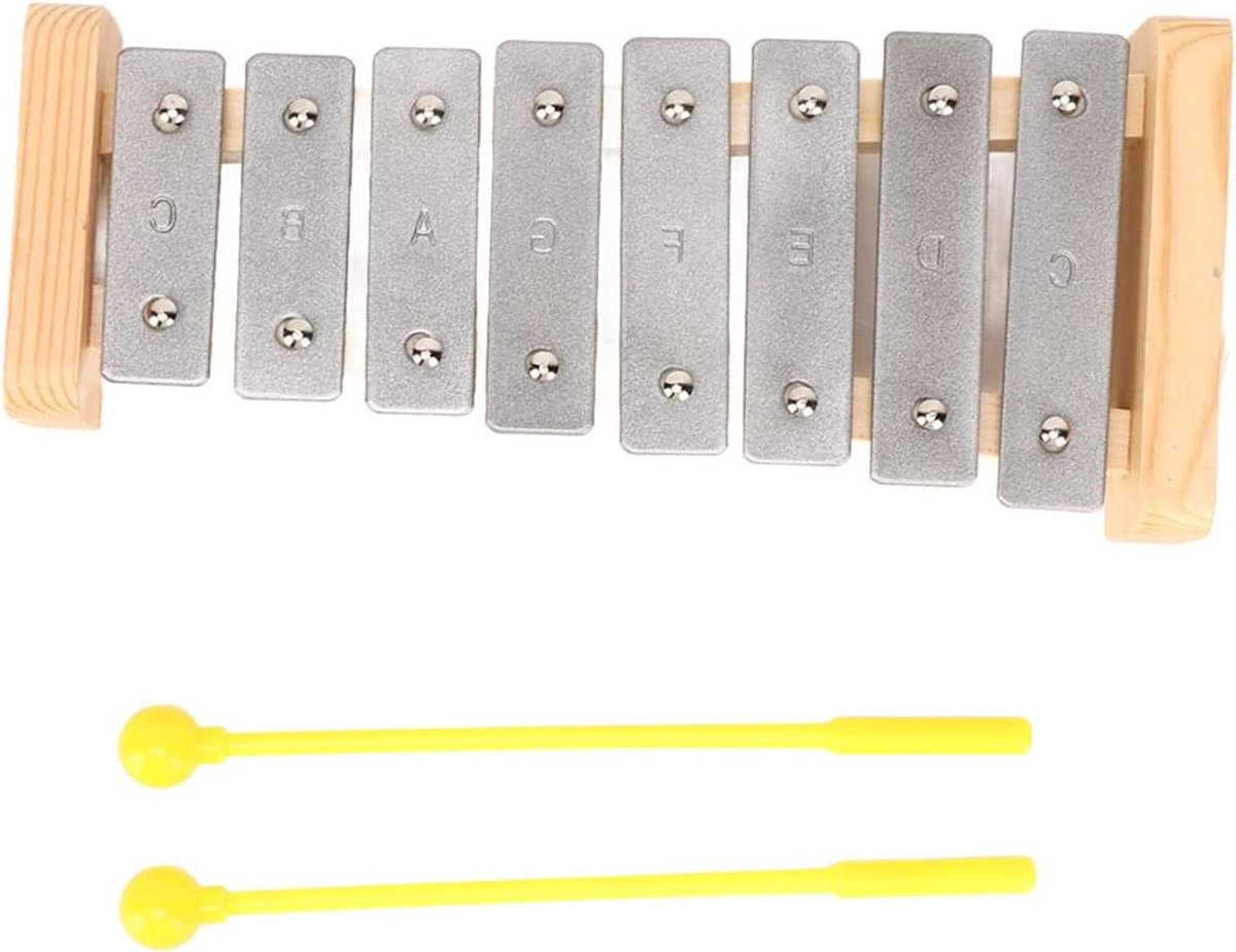 Kinder xylofoon - Muziekinstrument peuter - Muziek maken - 8 heldere tonen - 30 cm lang - Houtkleurig