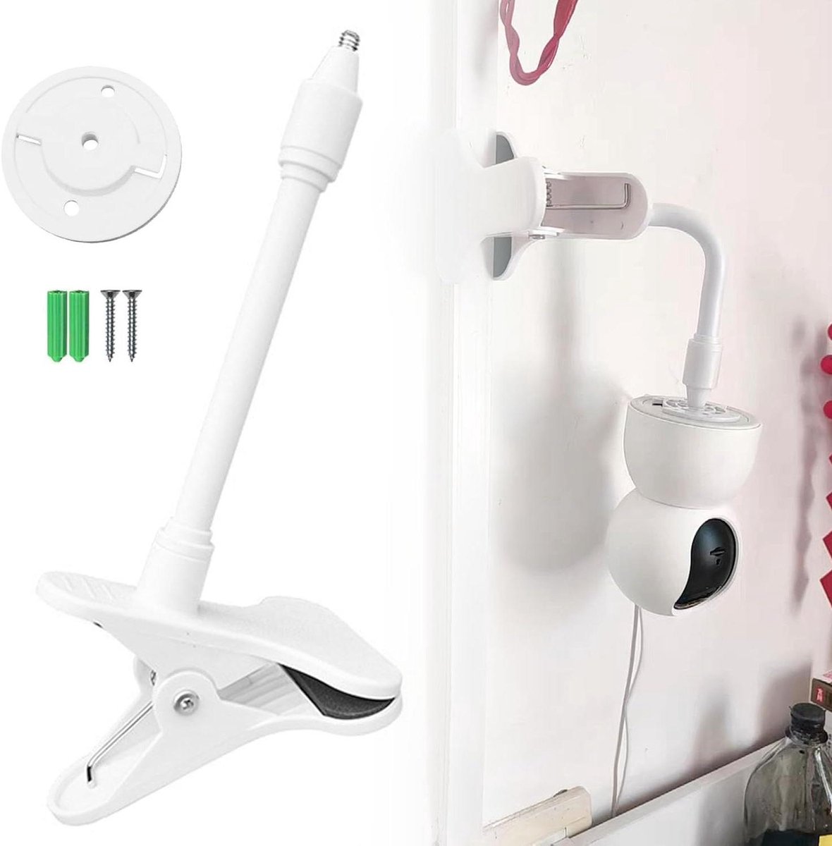 Babyfoonhouder - Camerastandaard - Veilige Beveiliging - 360 Graden Verstelbaar - 25 cm - Wit