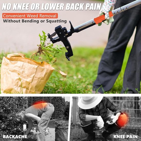 Onkruidtrekker Lange Steel - Wiedergereedschap Gazon - Onkruid Verwijderen - Staande Bediening - 100 cm - Zilverkleurig — afbeelding 3