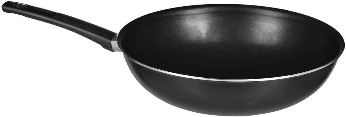 Wokpan Roerbakpan Gezond Koken Antiaanbaklaag 28 cm Zwart