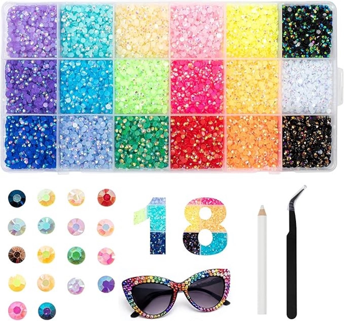 Bedazzling Kit met 18 Kleuren Steentjes en Pen