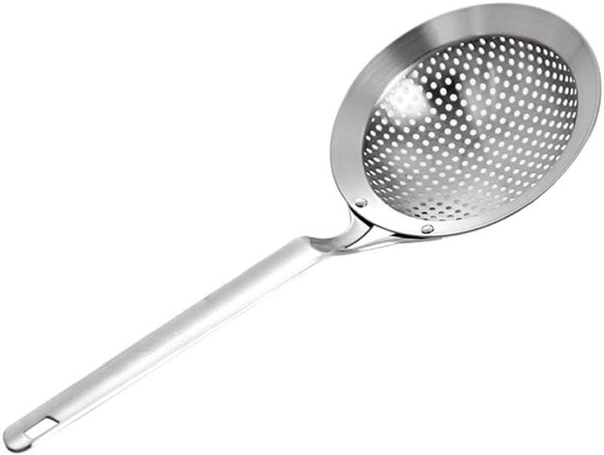 Slotted Lepel - Kooklepel Zeef - Eten Koken - Fijn Rvs Mesh - 19.5 cm - Zilverkleurig