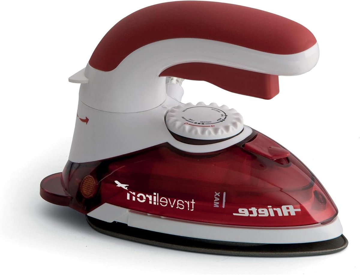 Reisstrijkijzer - Compact strijkijzer - Kleding glad maken - Verticale stoomfunctie - 01 liter tank - Rood