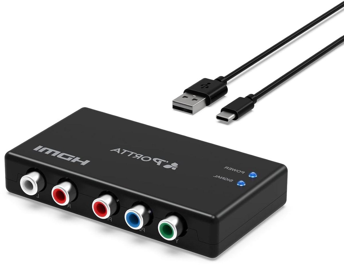 Component naar HDMI Converter - YPbPr RGB Adapter - Beeld Kwaliteit Verbeteren - Ondersteunt 1080P - 2-kanaals Audio - Zwart