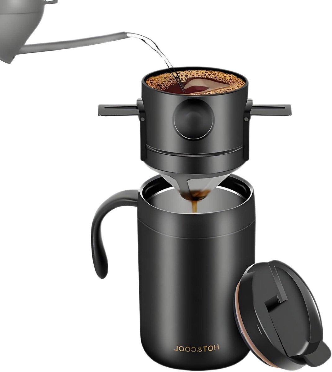 Koffiezetter - Reisbeker - Onderweg Genieten - Vacuüm Geïsoleerd - Niet gespecificeerd - Zilver