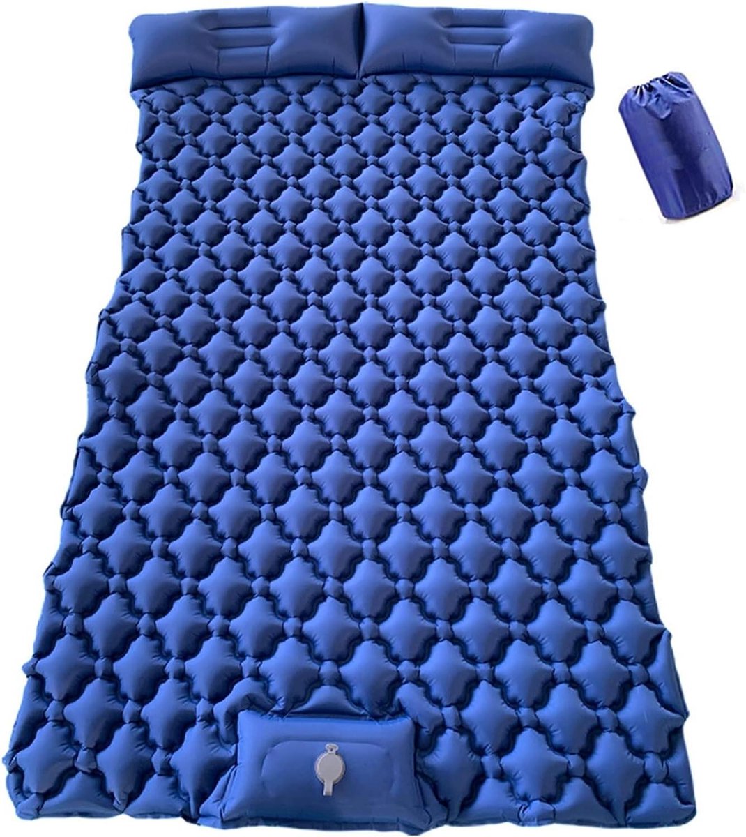 Opblaasbaar Slaapmatras - Kampeer Mat - Buiten Slapen - Ingebouwde Voetpomp - 206x120x6 cm - Blauw
