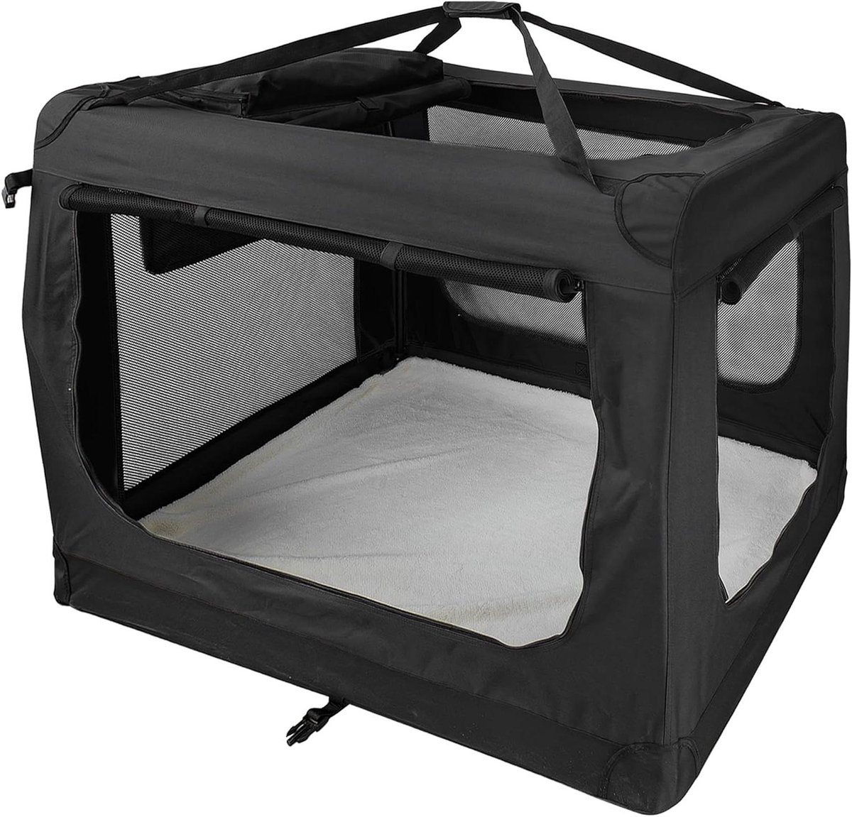 Opvouwbare Hondenbox - Transportbox Huisdier - Veilig Vervoer - Ademend Mesh - 122 x 80 x 82 cm - Zwart