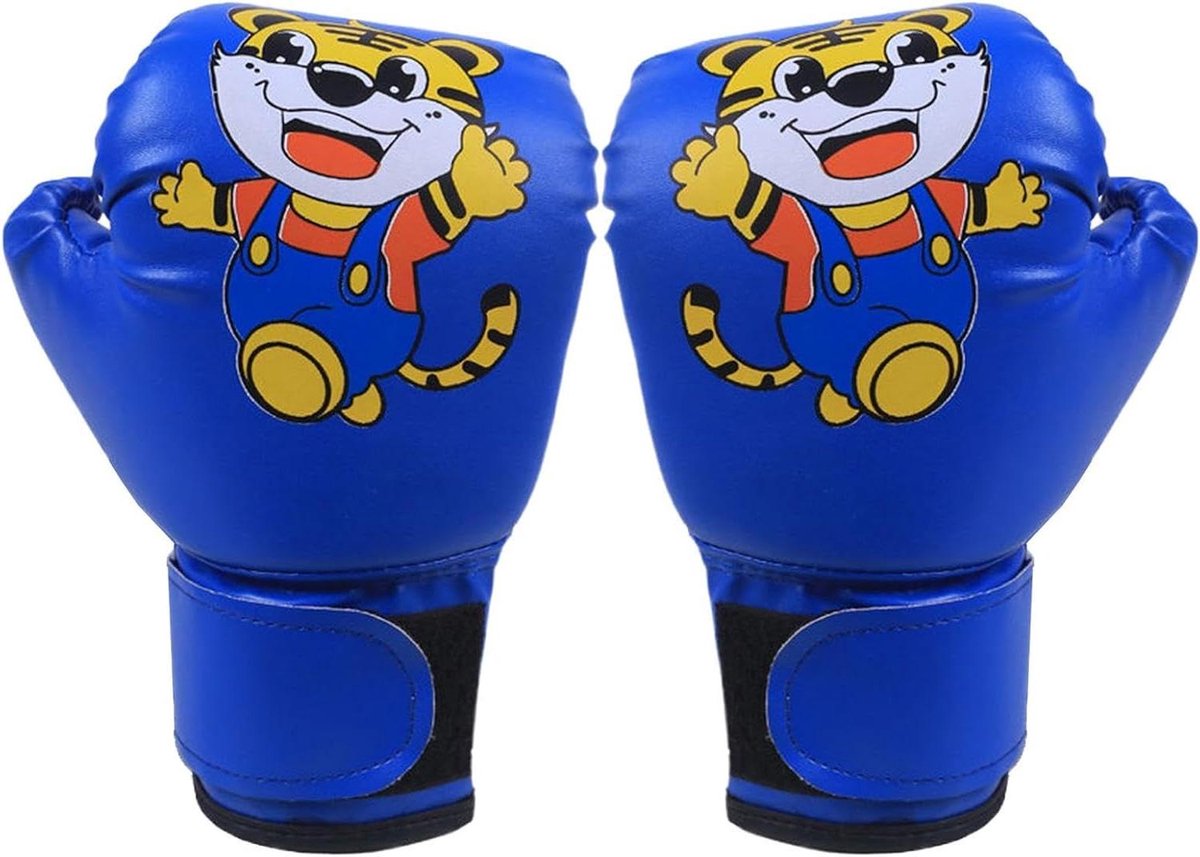 Bokshandschoenen Kinderen - Kickbokshandschoenen Jongeren - Sporttraining Oefenen - Ergonomisch Ontwerp - 25 cm - Blauw