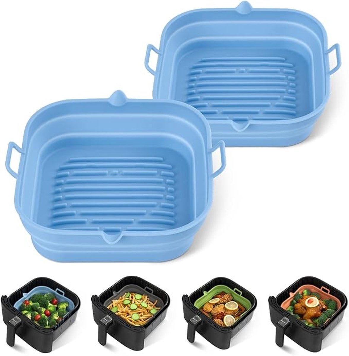 Siliconen Airfryer Liners - 2 Stuks Vierkant - Herbruikbare Bakmat voor Grote Airfryers