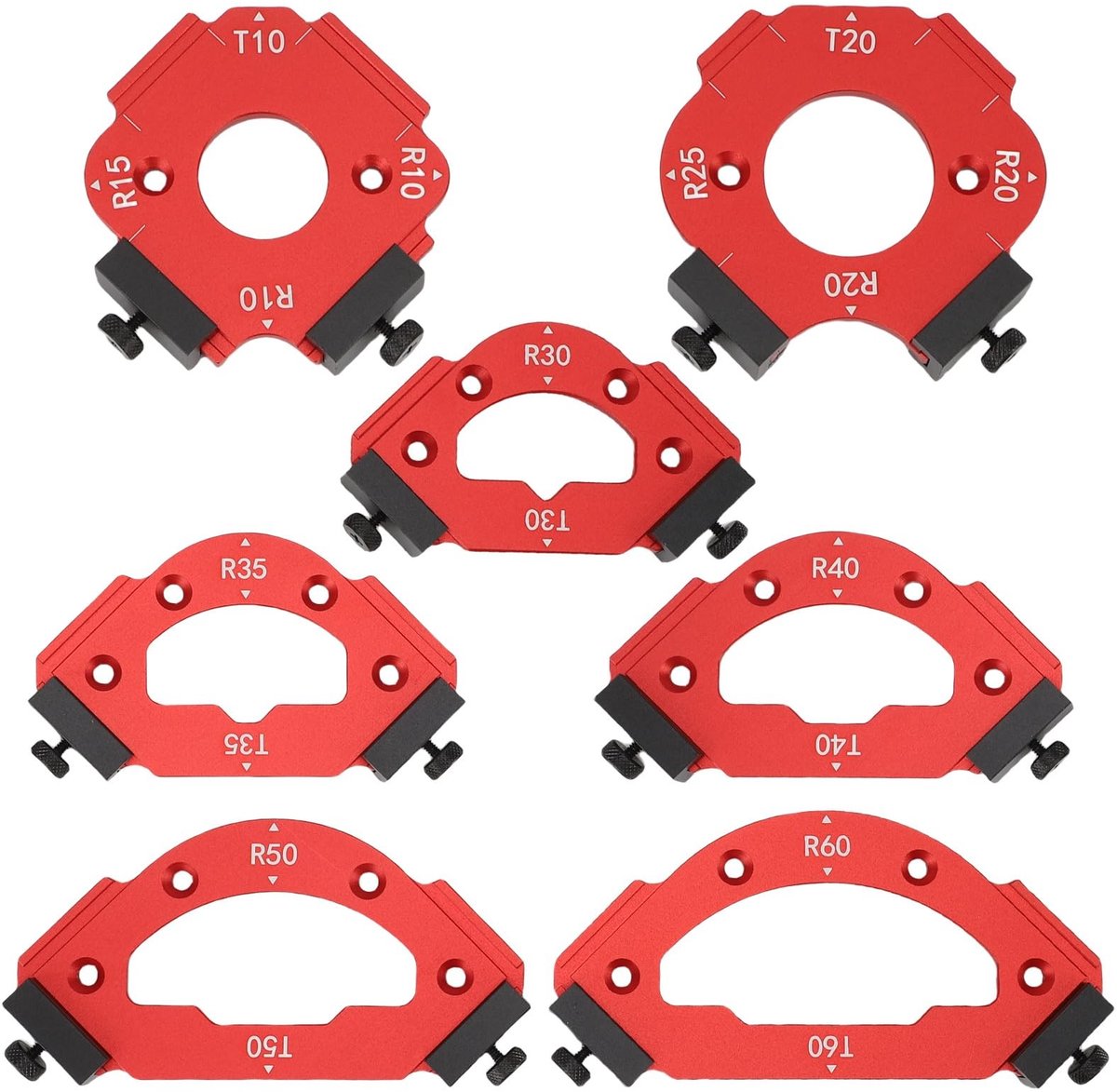 Yosoo Router Hoekradius Sjablonen Set - Aluminium CNC Geproduceerd voor Houtbewerking