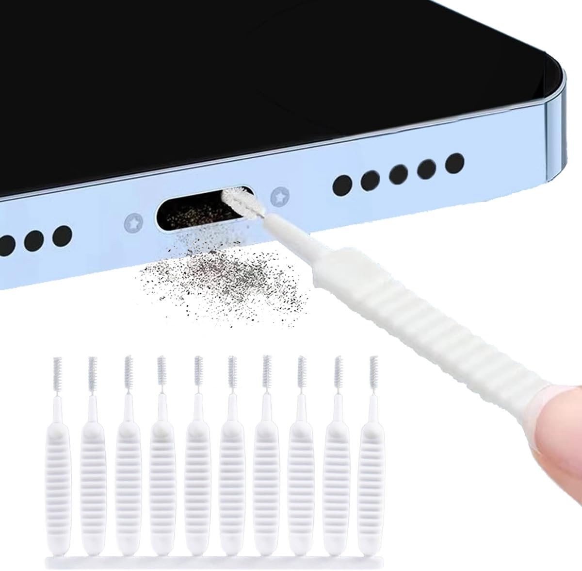 Mini Reinigingsborstels voor Opladen - 10 Stuks Anti-Verstoppende Borstels voor Telefoon, Oordopjes en Tablet Camera