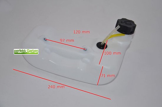 Benzinetank Bosmaaier - Brandstoftank Onderdeel - Tuinonderhoud Uitvoeren - Universele Pasvorm - 240 mm Lengte - Zwart — afbeelding 2