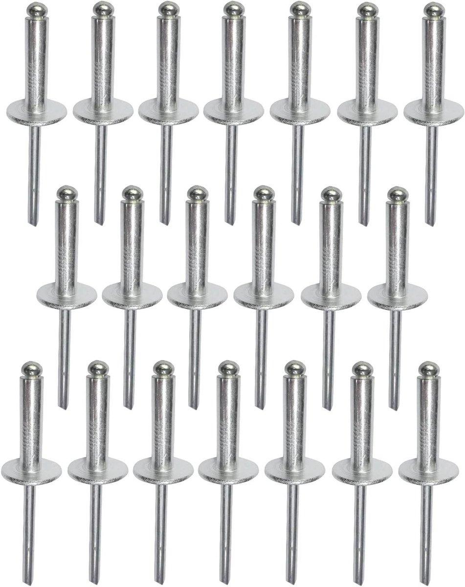 Blindklinknagels Set - Popnagels Aluminium - Metaal Bevestigen - Brede Kop - Ø5x20mm 20 Stuks - Zilverkleurig