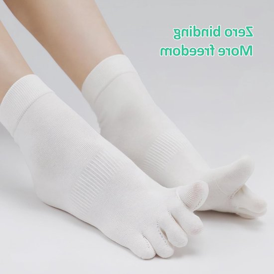 Vijf paar ademende katoenen sportsokken voor dames, antislip yogasokken met vijf tenen, maat 35-42 — afbeelding 2