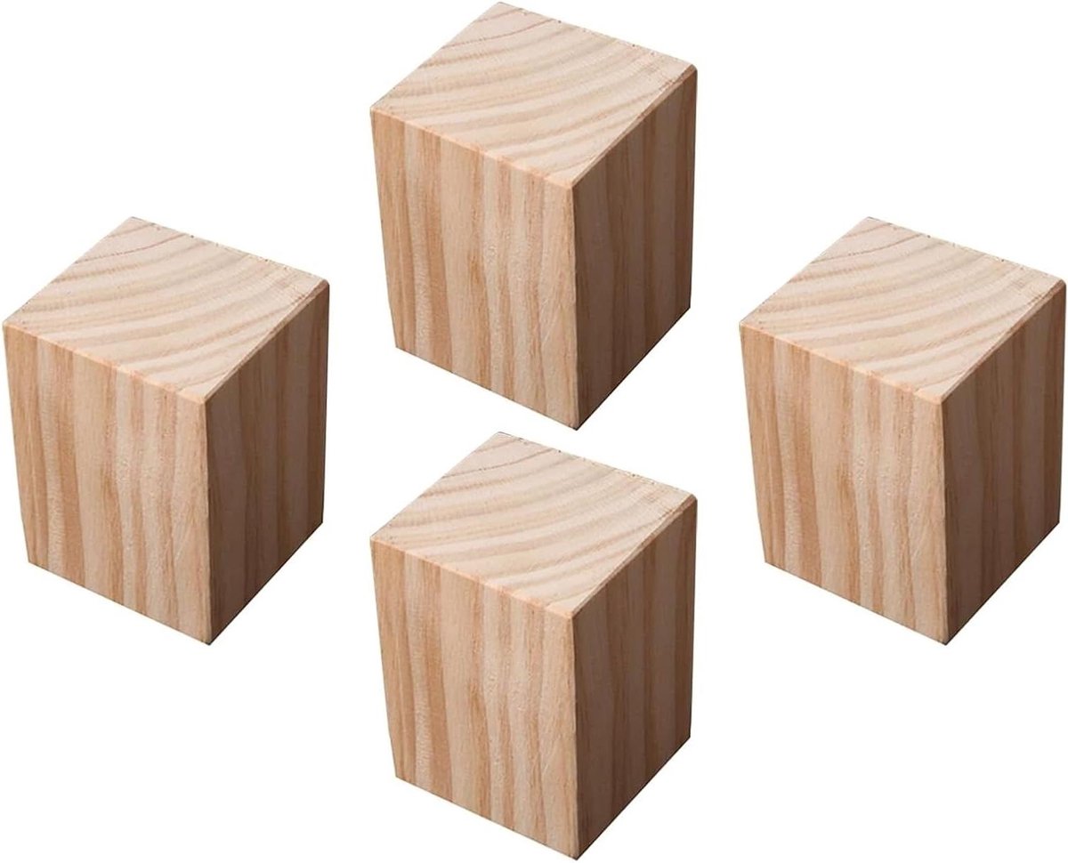 Massief houten verhogers - Meubelpoten lift - Meubels verhogen - 800 kg draagkracht - Set van 4 - Houtkleur