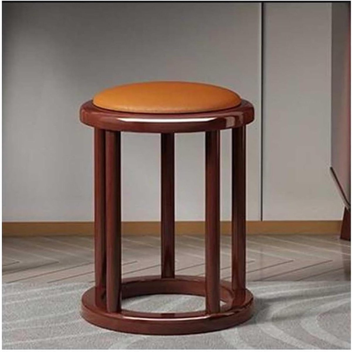 Voetenbank - Ottoman kruk - Make-up ruimte - Massief houten frame - 32x43cm - Oranje
