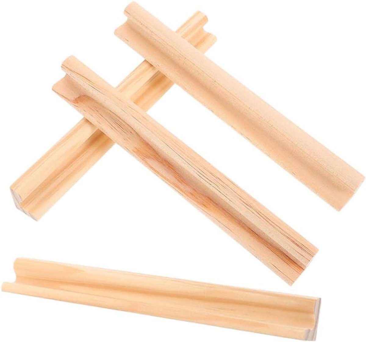 Houten Domino Racks - Domino Houder - Spel Organisatie - Natuurlijke Houtafwerking - 4 Stuks 19cm - Khaki