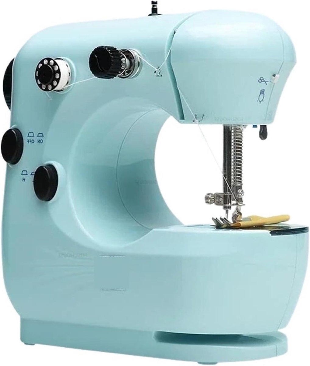 Mini Naaimachine - Draagbare machine - Kleding Maken - Dubbele draden - 20x19x10cm - Wit