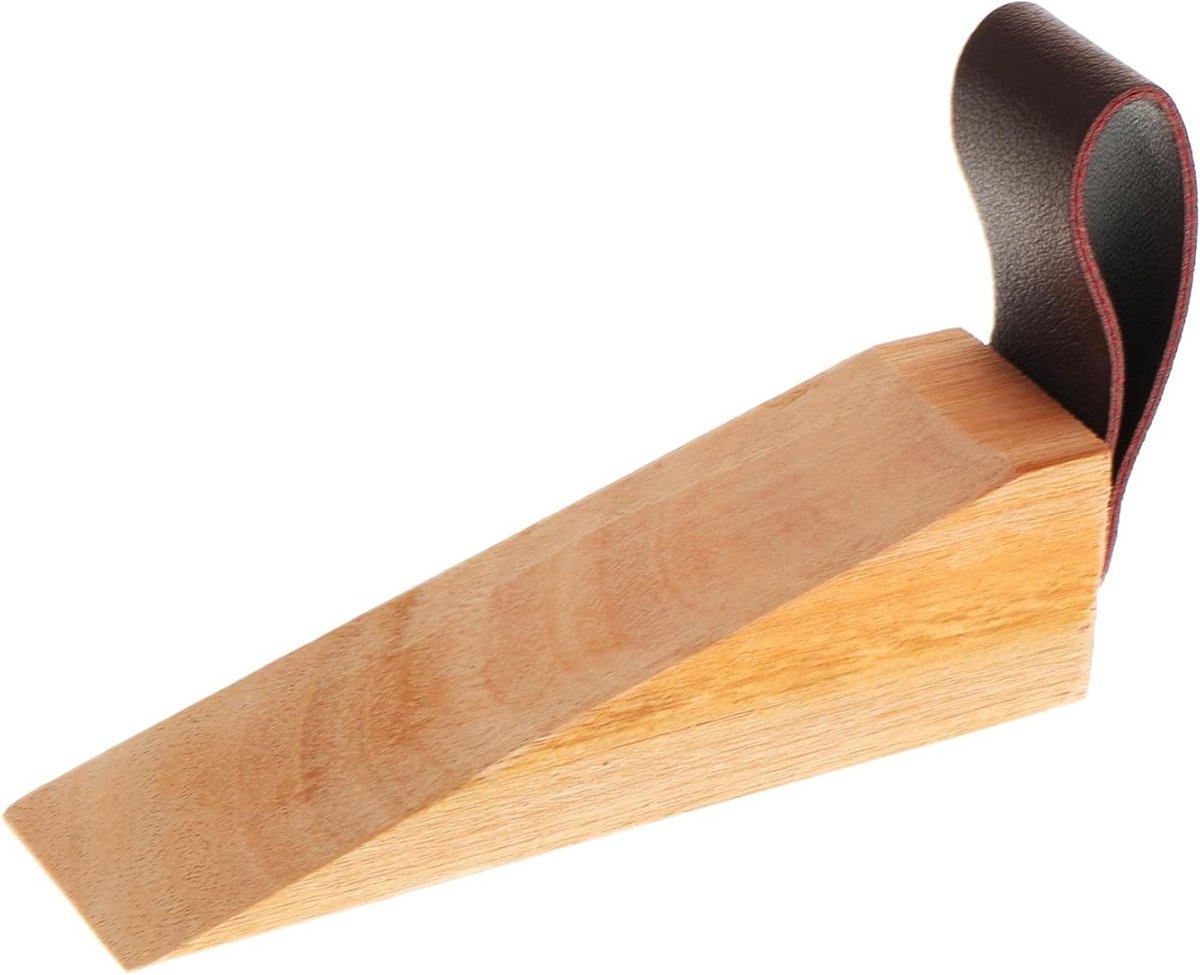 Houten Deurstopper - Deurblokkering Deurwig - Vingerbescherming Deur - Natuurlijke Houtnerf - 17x3cm - Houtkleur