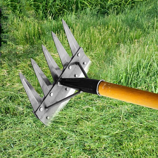 Metalen Hark - Handhark Tuin - Onkruid Verwijderen - Dubbelzijdig Ontwerp - 20cm Breed - Metaal van Merkloos	 — afbeelding 4