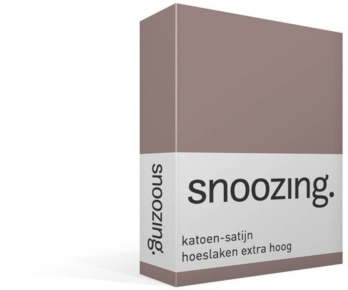 Snoozing Katoen-satijn - Hoeslaken - Extra Hoog - Lits-jumeaux - 160x210 cm - Taupe