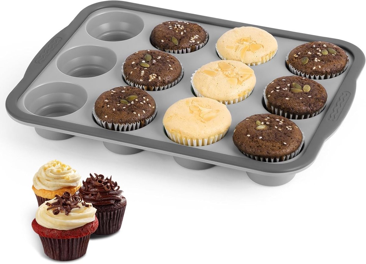 Flexibele Siliconen Bakvorm voor 12 Muffins en Cupcakes
