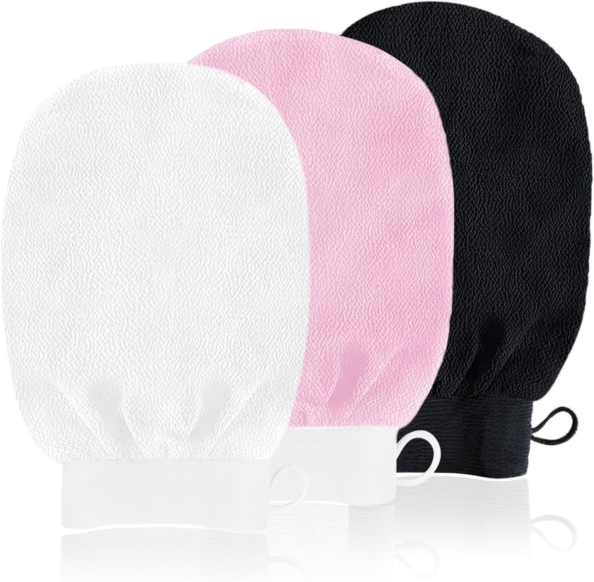 Peeling Handschoenen voor Diepe Exfoliatie, 3 Stuks Dubbelzijdige Scrub Mittens voor Bad en Spa, Verwijdering van Dode Huid en Ingegroeide Haren