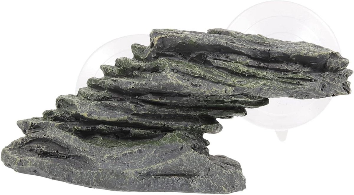 Reptielen Eiland - Rustplatform Schildpad - Zonnebaden Reptielen - Met Verborgen Holte - 17 x 9.5 x 8.5 cm - Bruin