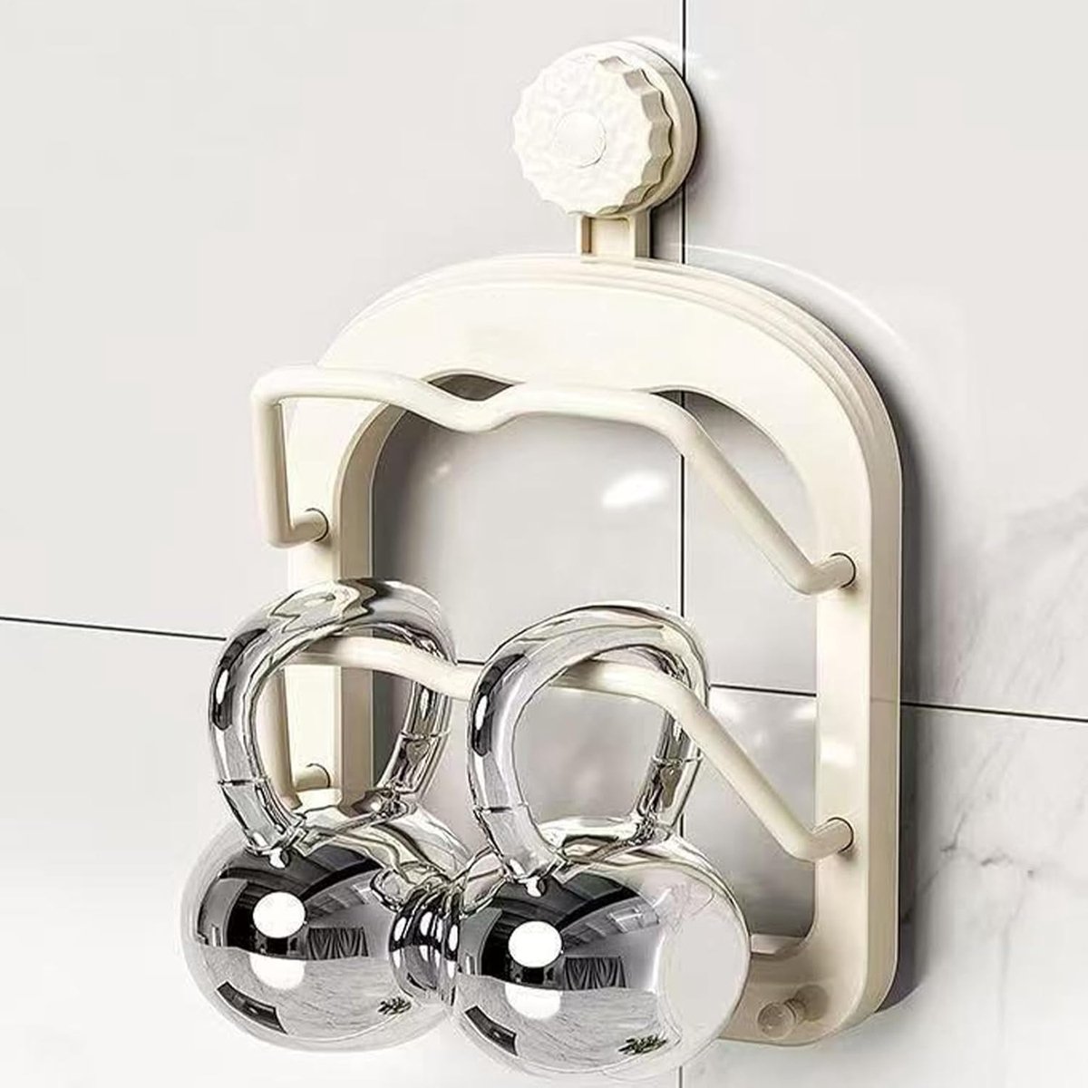 Pannendekselhouder - Keuken organizer - Keuken opruimen - Dubbele laag - 20 cm breed - Romig