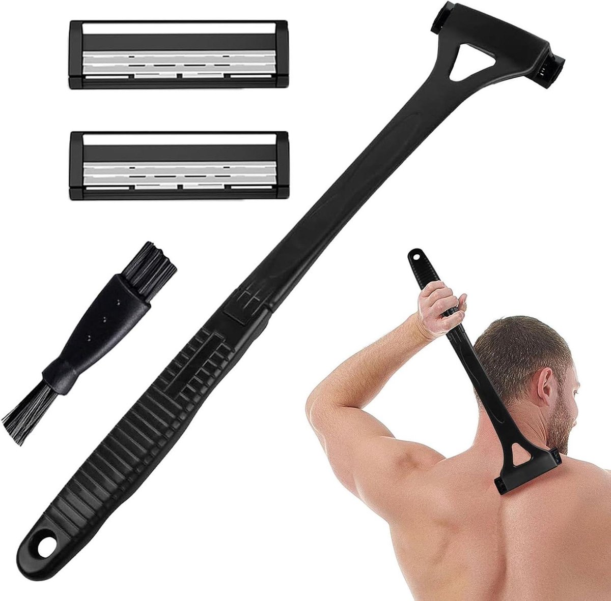 Rugscheerapparaat - Gezichtsreiniger voor mannen - Lichaamsverzorging - Beschermend scheergaas - 45 cm uitgevouwen - Zwart