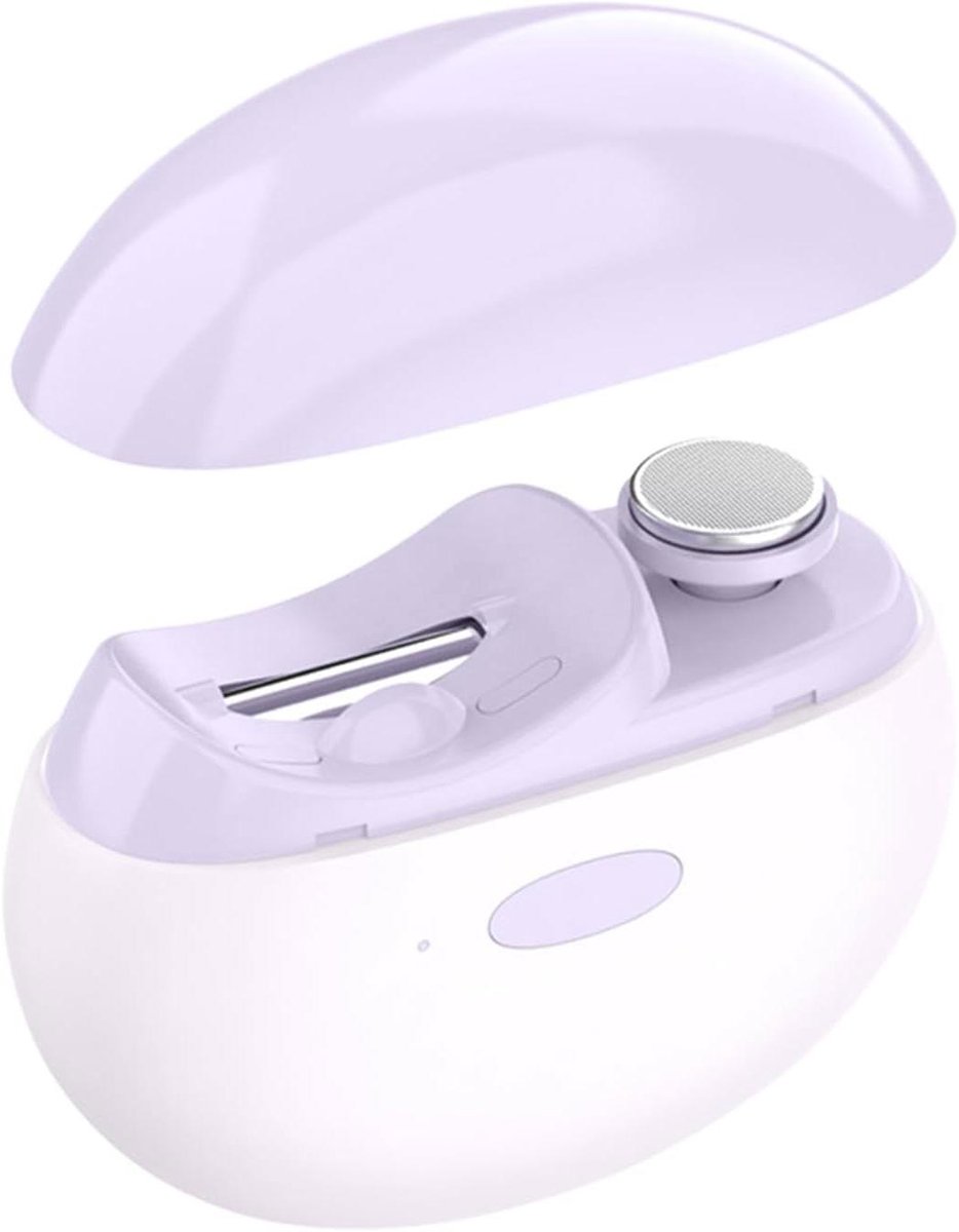 Elektrische Nagelknipper - Veiligheidsvijl - Nauwkeurig Knippen - Met LED Licht - 12.4x10.6x4.3cm - Licht Violet