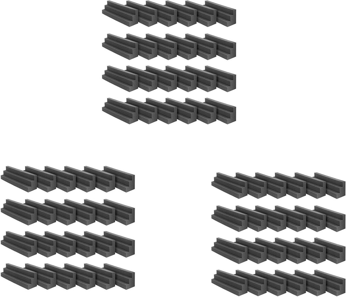 Akoestisch Schuim - Geluidsisolatie Panelen - Geluidsverbetering Studio - Hoge Dichtheid Schuim - 72 Stuks - Zwart