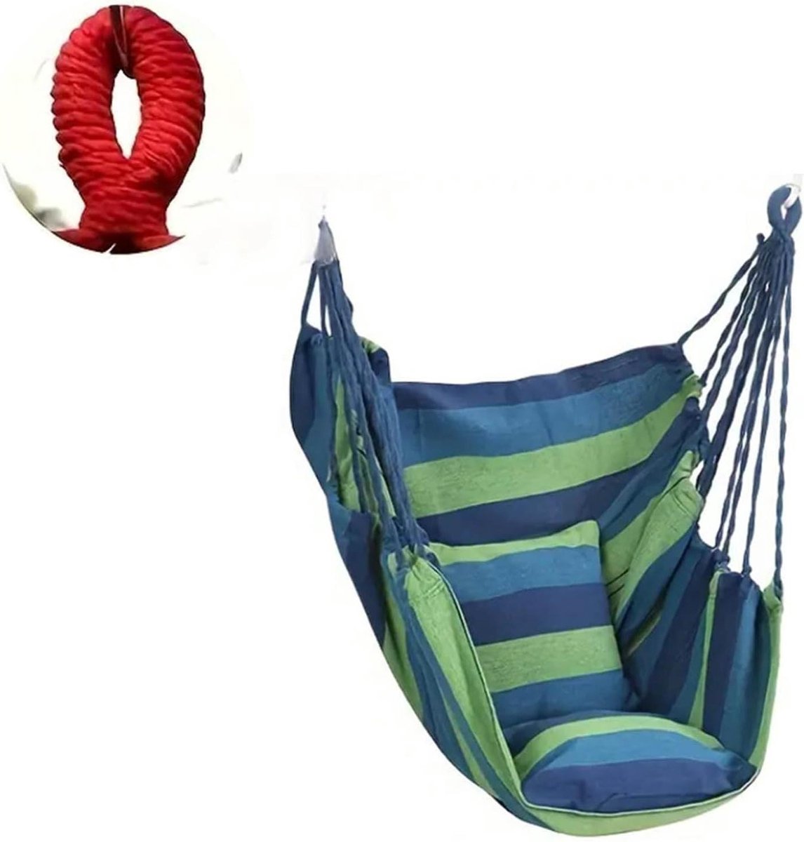Draagbare hangstoel - Ontspanningsschommel - Buiten loungen - Afneembaar nekkussen - Hoge gewichtscapaciteit - Blauw