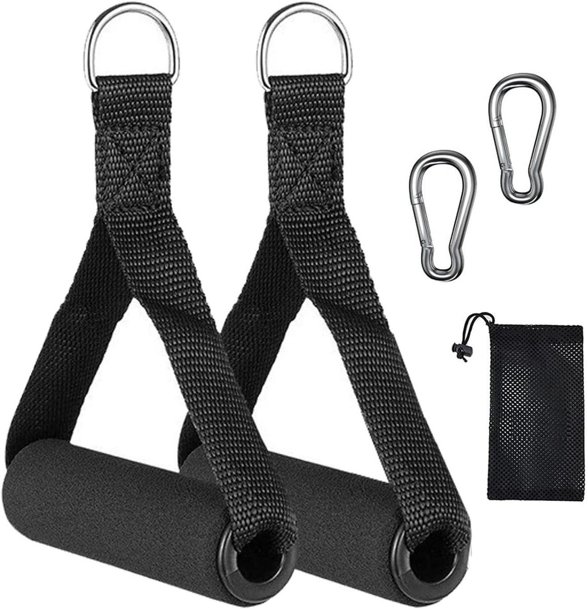 Training band grips set met stabiele karabiner voor fitnessapparatuur - veelzijdig voor krachttraining, Pilates en yoga - geschikt voor weerstandsbanden en kabels