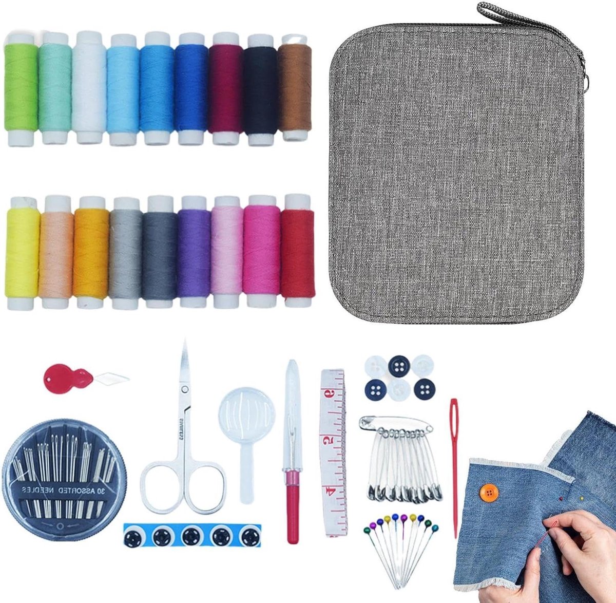 Naaiset Volwassenen - Reparatieset Naalden - Kleding Repareren - 86 Delige Set - Compact Formaat - Multicolor