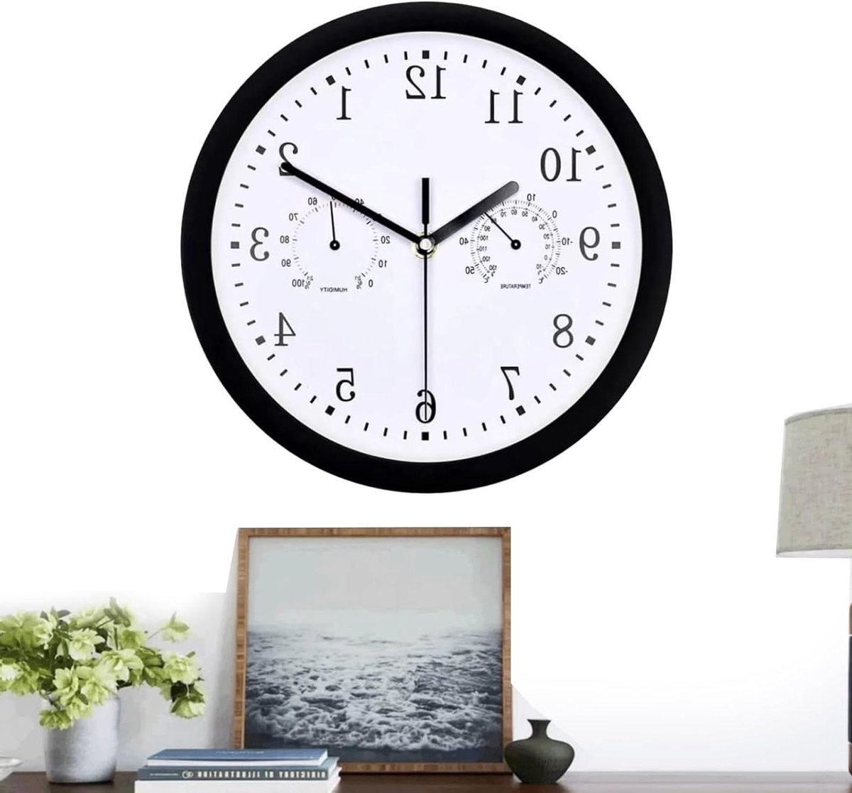 Buitenklok - Decoratieve Klok - Balkon Decoratie - Inclusief Hygrometer - 10 inch - Zwart