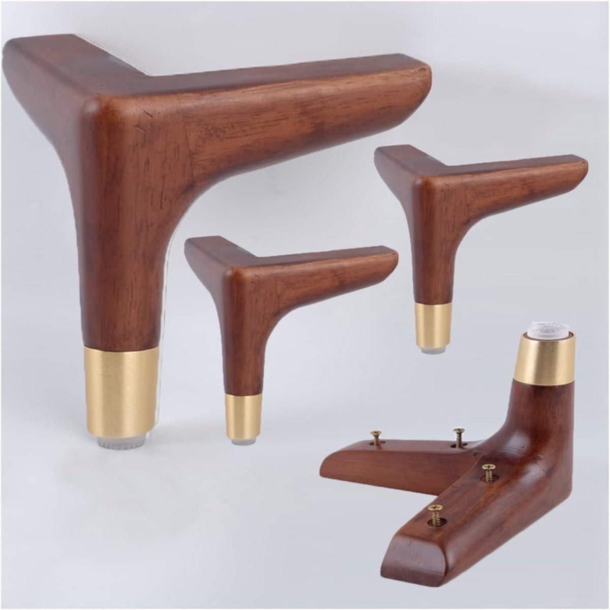 Tafelpoten set - Kastpoten meubels - Meubels verhogen - Massief rubberhout - 4 stuks - Walnoot