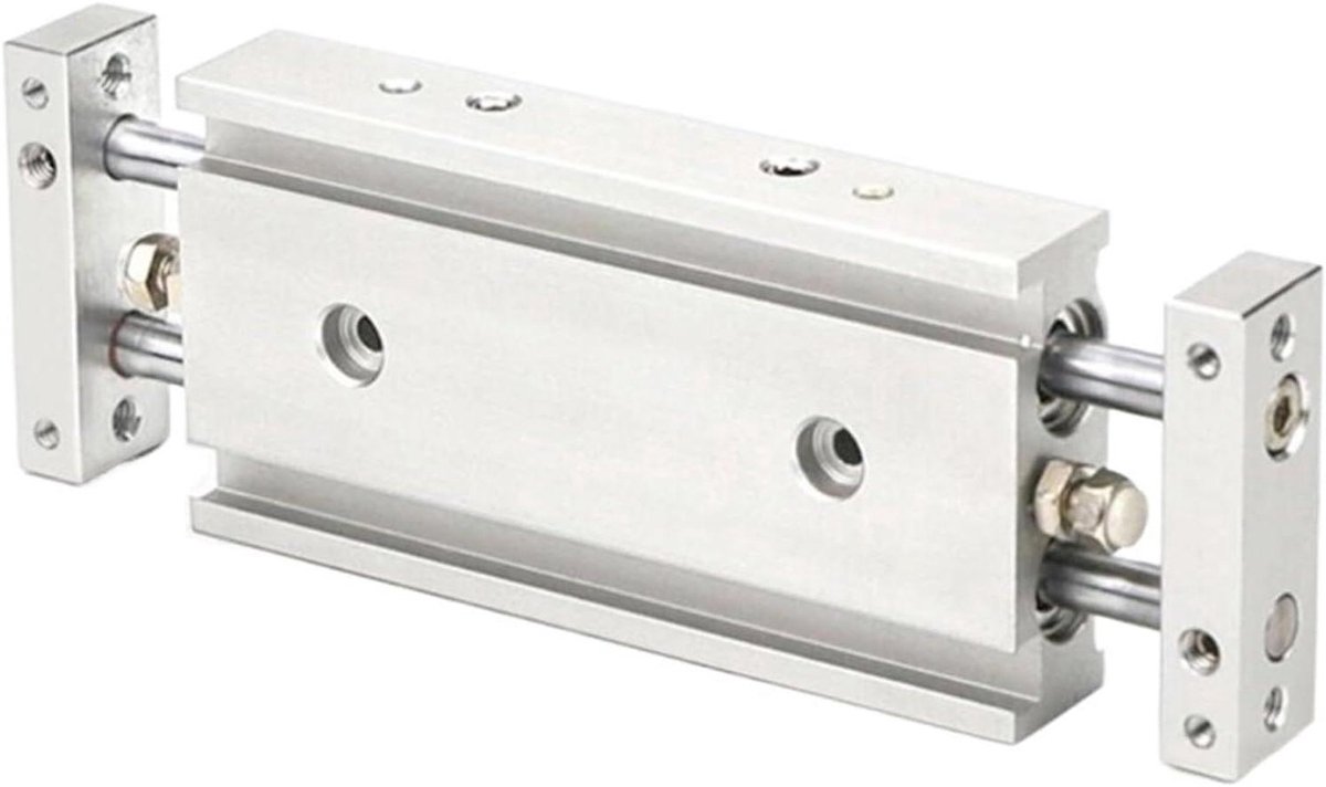 Luchtcilinder Dubbele Staaf - Biaxiale Cilinder - Automatische Beweging - Met Magneet - Slag 50 mm - Zilverkleurig