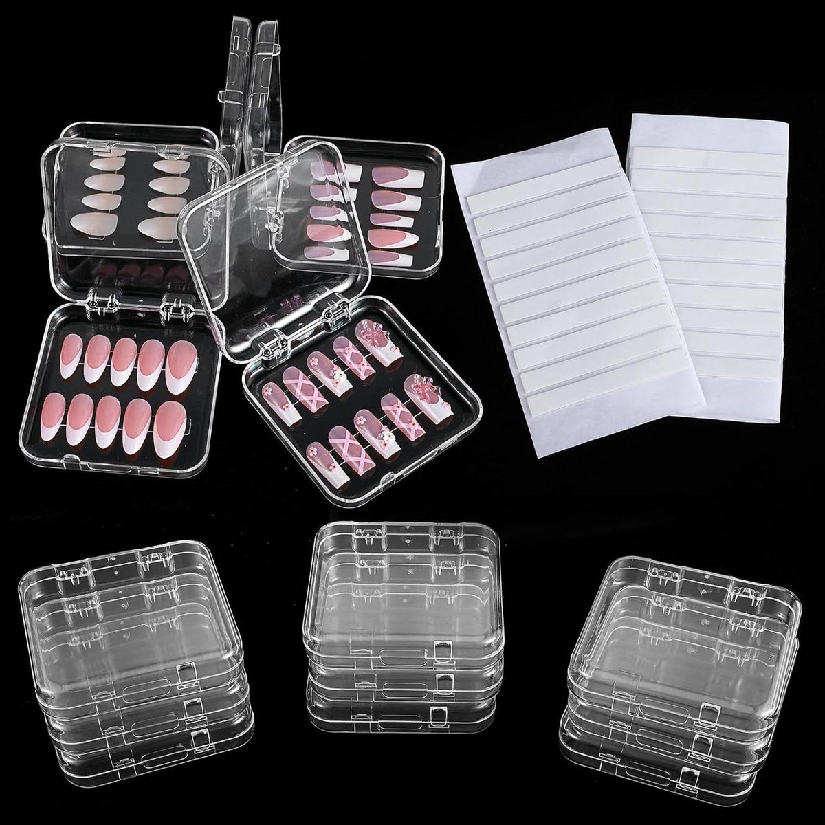 Nagel Opbergdozen - Valse Nagels Verpakking - Nagels Presenteren - Transparant Ontwerp - 9 Stuks - Helder