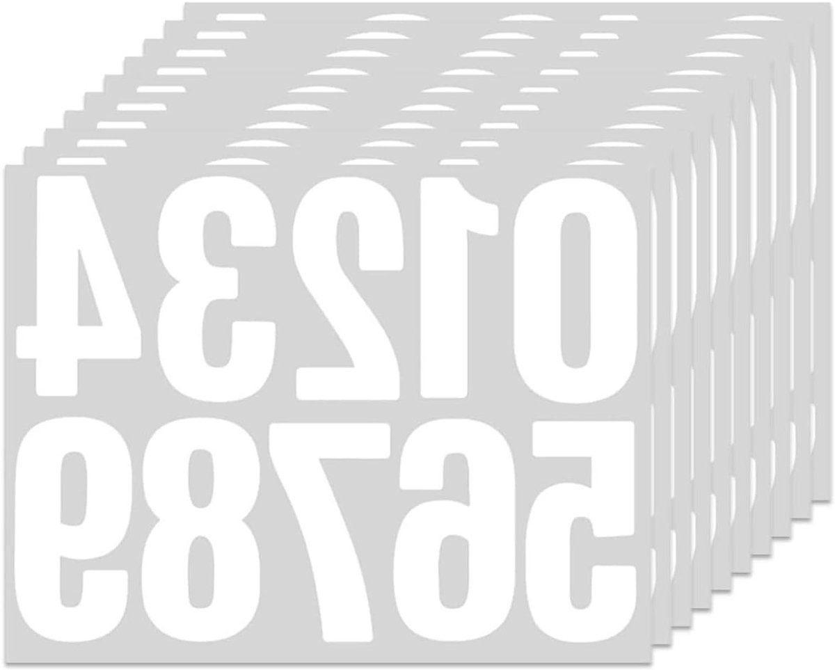 10 Vel Nummerstickers voor Postbus en Huisnummer, Weerbestendige Vinyl Stickers, 0-9 Cijfers voor Adres en Signalisatie