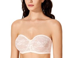Allecto - Dobreva Dames Strapless Beha - Sheer Lace Bandeau Beha - Sexy en Comfortabel - Transparante Bandjes - Ademend Materiaal - Geschikt voor E..