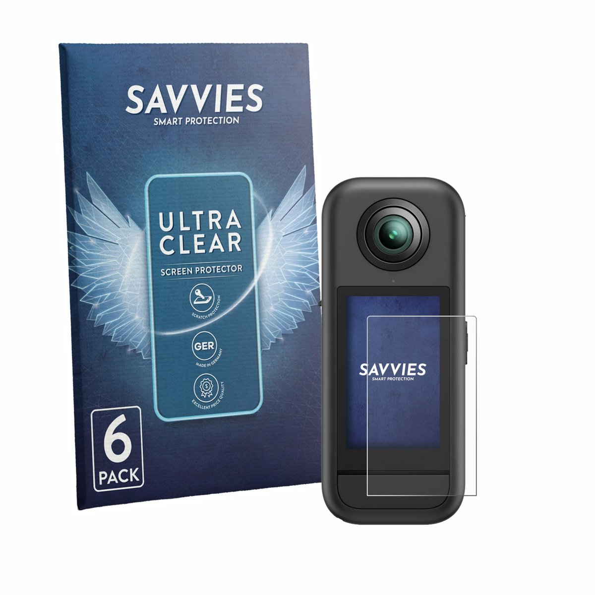 Savvies - Screenprotector voor Akaso 360 - Folie Beschermfolie transparant 6 Stuks