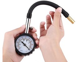 Bandenspanningsmeter - Bandendrukmeter Bandentester - Banden Controleren - Geïntegreerde Ontluchtingsknop - 0-100 psi - Zwart
