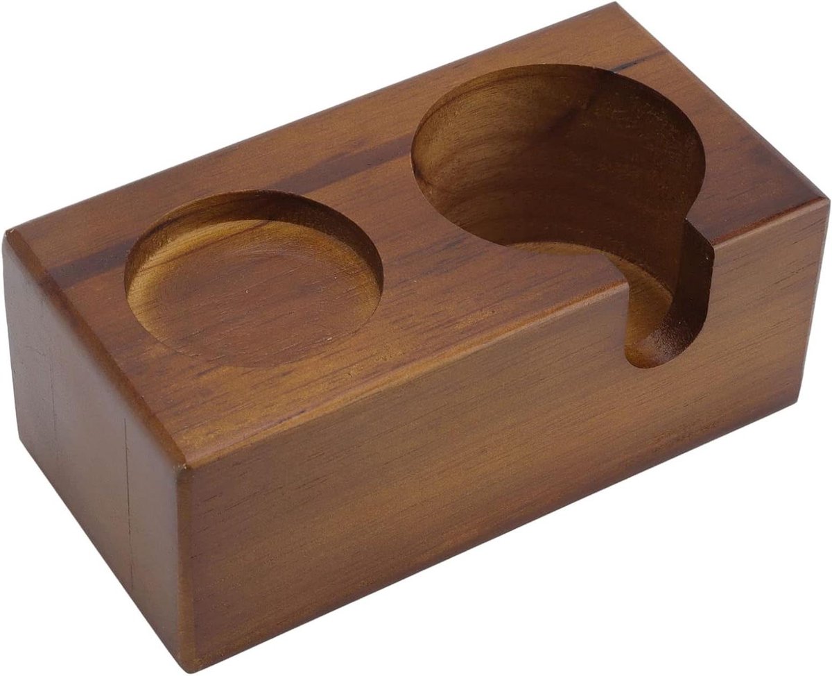 Koffie Tamper Houder - Espresso Sabotage Station - Koffie Bereiden - Gemaakt van Beukenhout - 178x94x72mm - Bruin