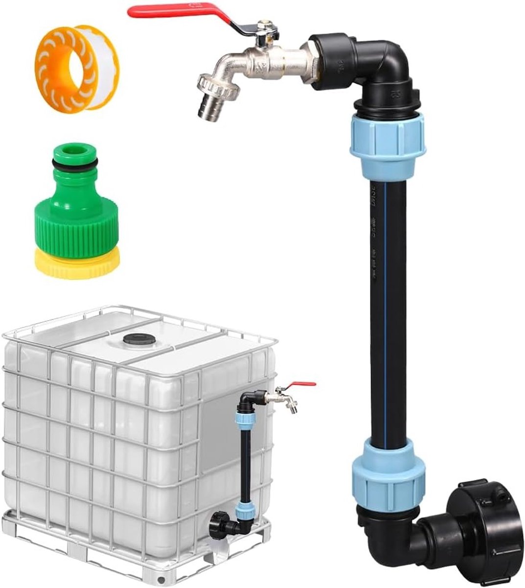 Gooseneck Kraan 3/4 Inch voor IBC Tank - Perfecte Tap voor Regenwater en Wateropslag met Messing Aansluiting en Accessoires