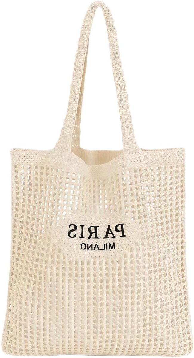 Lichte gevlochten strandtas voor dames met rits, stijlvolle schoudertas voor strand, winkelen en dagelijks gebruik, ideaal voor zomeruitjes en vakantie.